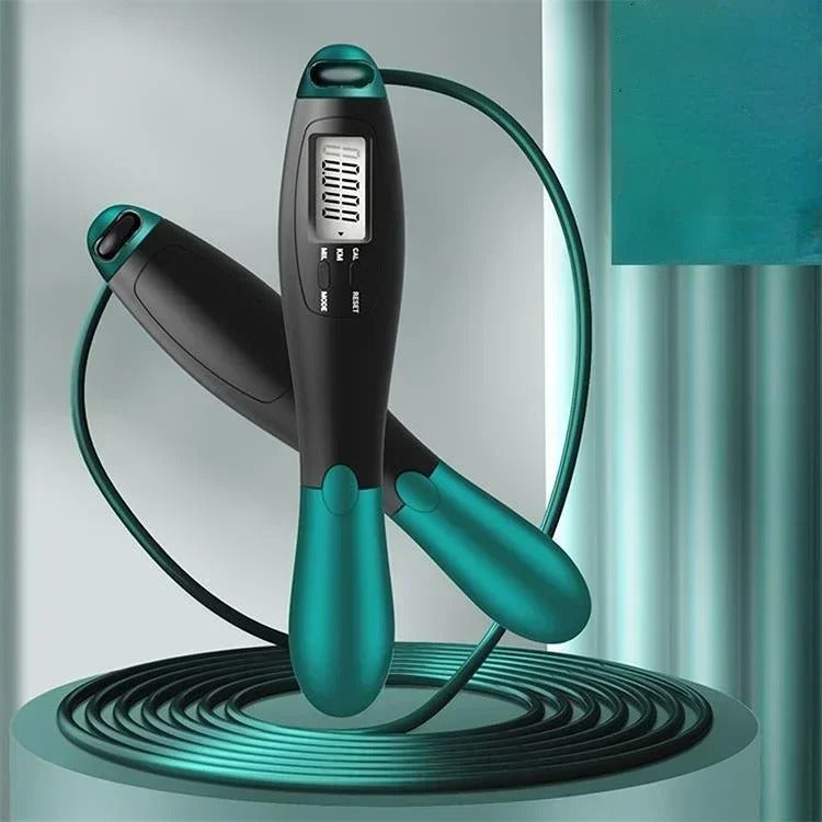 corde a sauter avec corde noire et verte