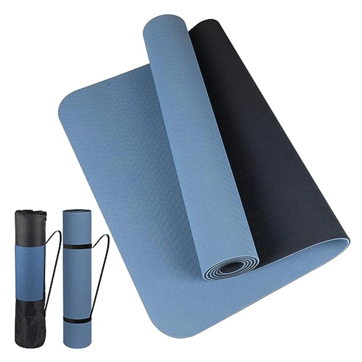 tapis yoga bleu noir