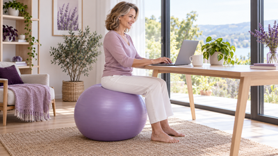 swissball, travailler sur un ballon à domicile ou au bureau pour éviter le mal de dos
