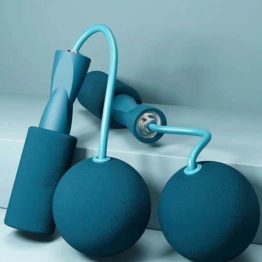 corde à sauter sans fil bleu boules lestées