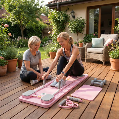 planche de pilates femmes exercices terrasse avec sa copine