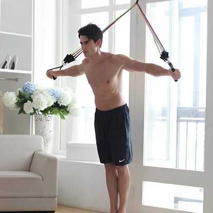 Homme seance elastique sport accroche fenetre