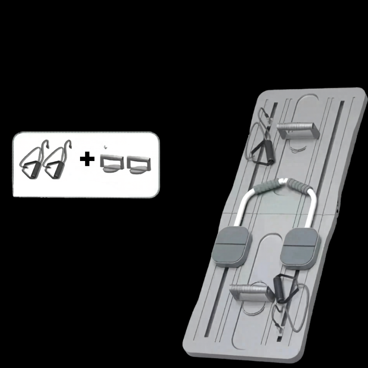 planche de Pilates grise et accessoires