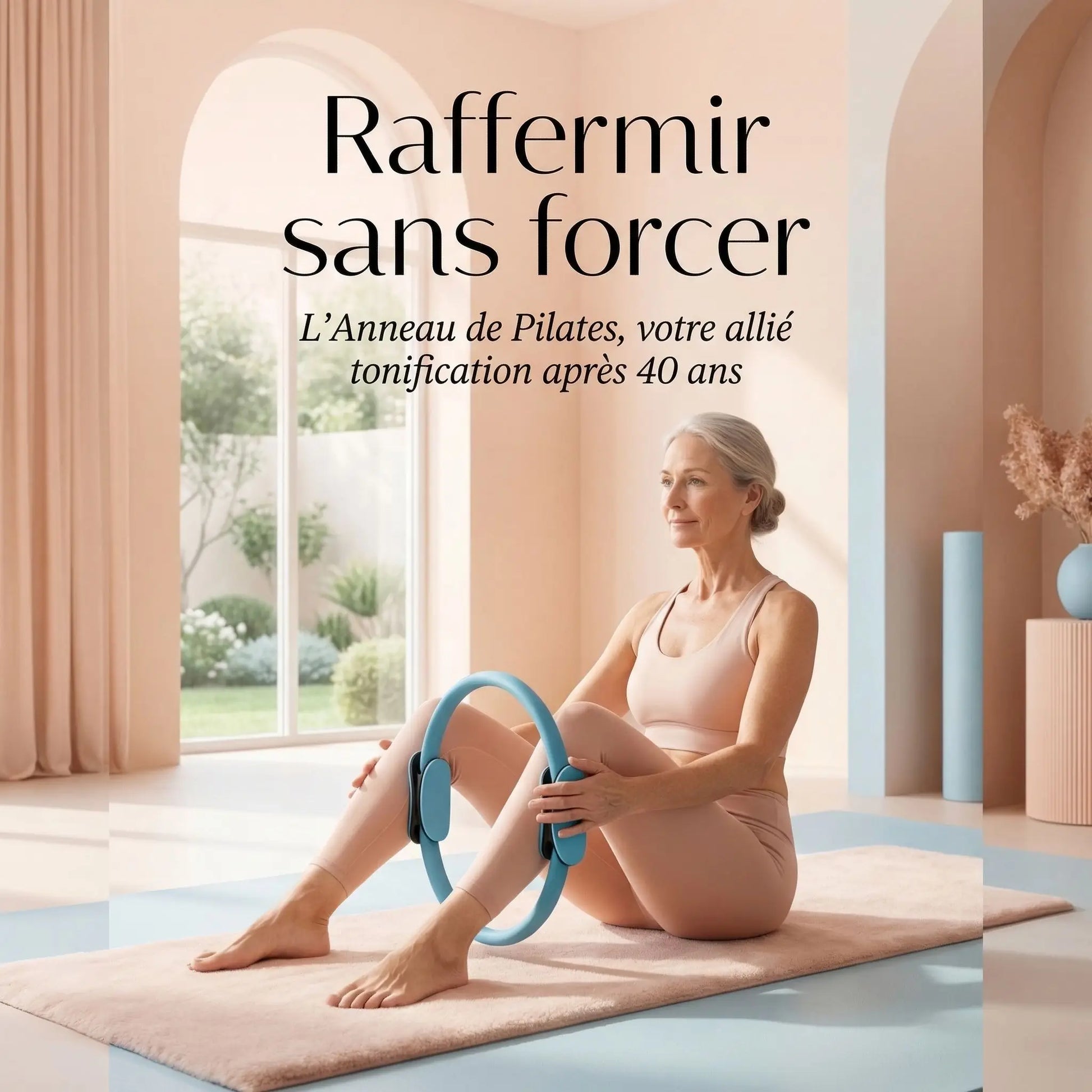 anneau Pilates femme à domicile s'entrainant