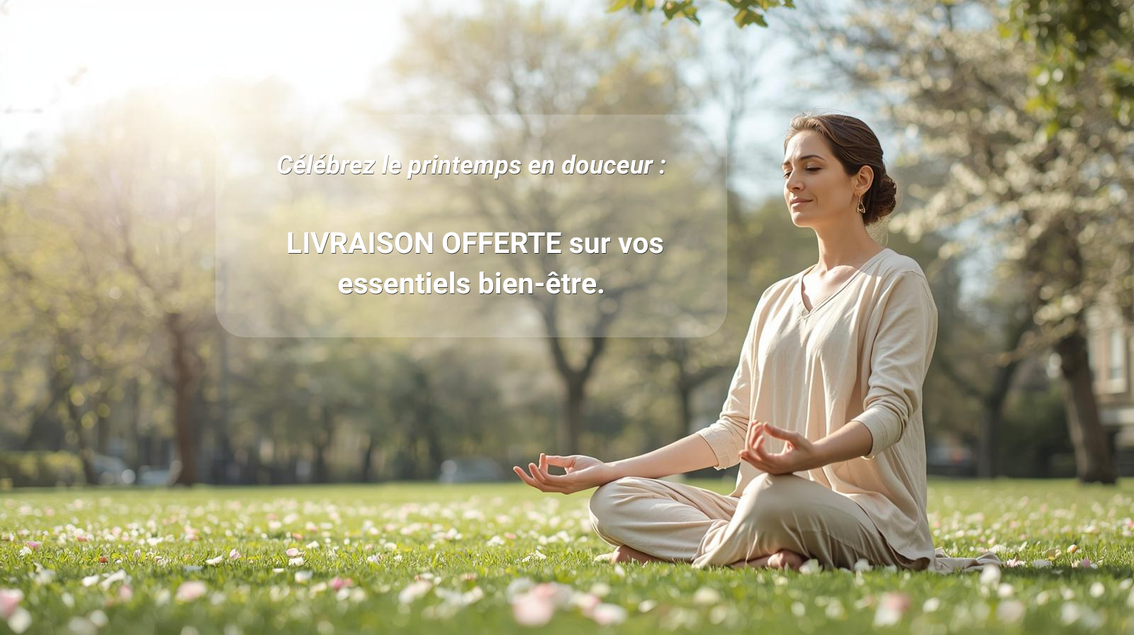 Célébrez le printemps femme méditation au parc