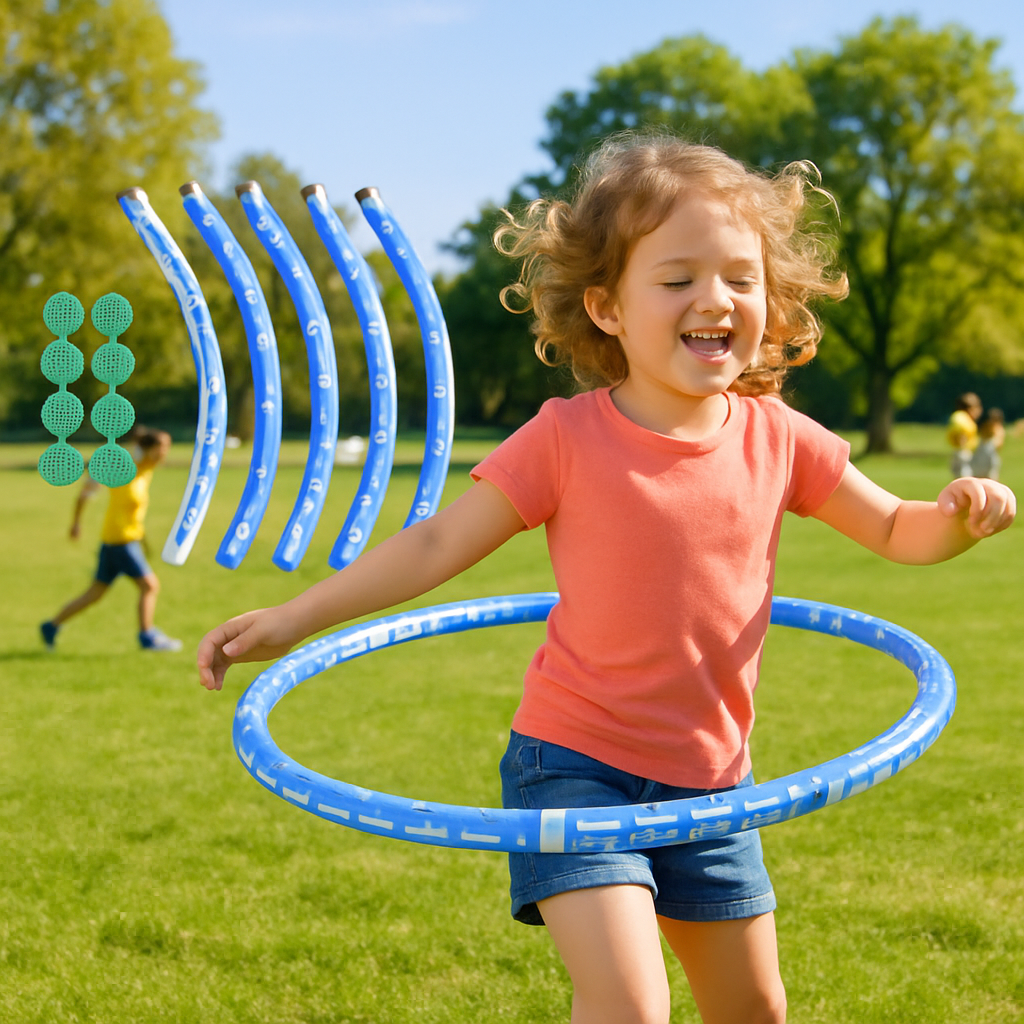 cerceau fitness enfant dehors faisant du hula hoop