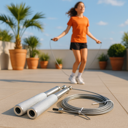 corde a dsauter ado faisant des exercices en terrasse