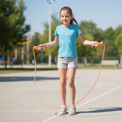 Corde a sauter enfant jouant dehors