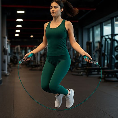 Corde a sauter sans corde femme en plein exercices de sauts