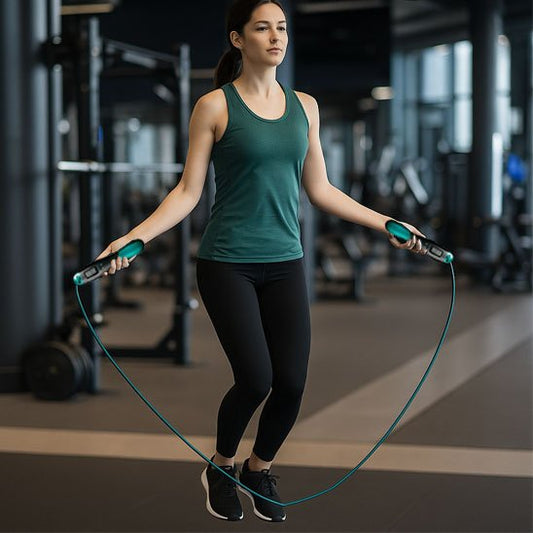 Corde a sauter sans corde femme entrainement salle de sport