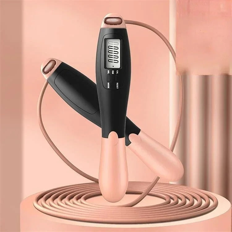 corde a sauter sans corde rose et noire