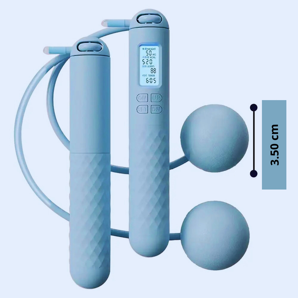 corde a sauter sans fil bleue