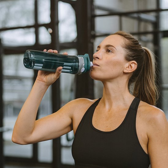 gourde avec paille femme buvant