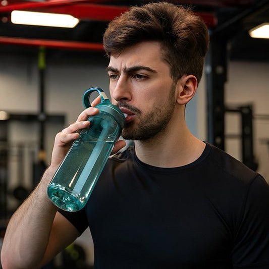 gourde avec paille homme seance salle de musculation