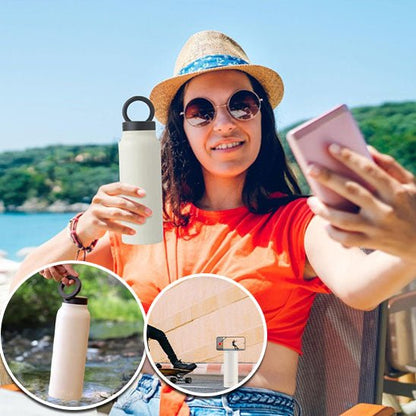 gourde isotherme femme paus terrasse avec gourde
