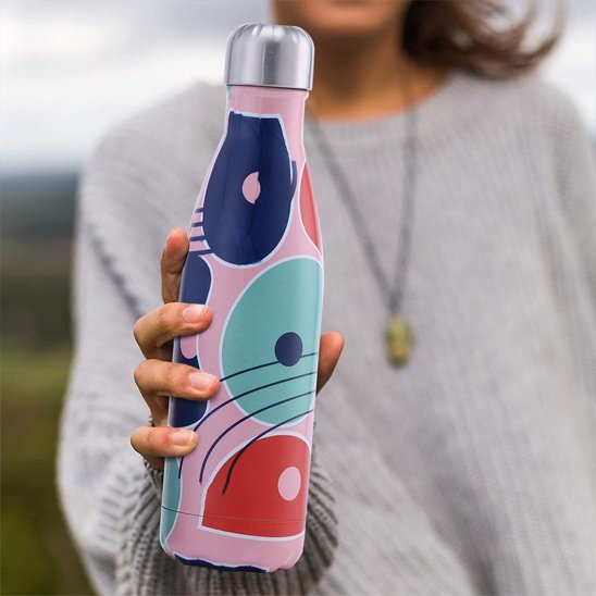 gourde isotherme motif fond rose