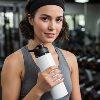 Gourde isotherme su studio femme pause hydratation