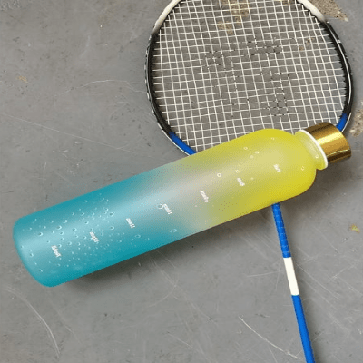 gourde sport jaune et bleue