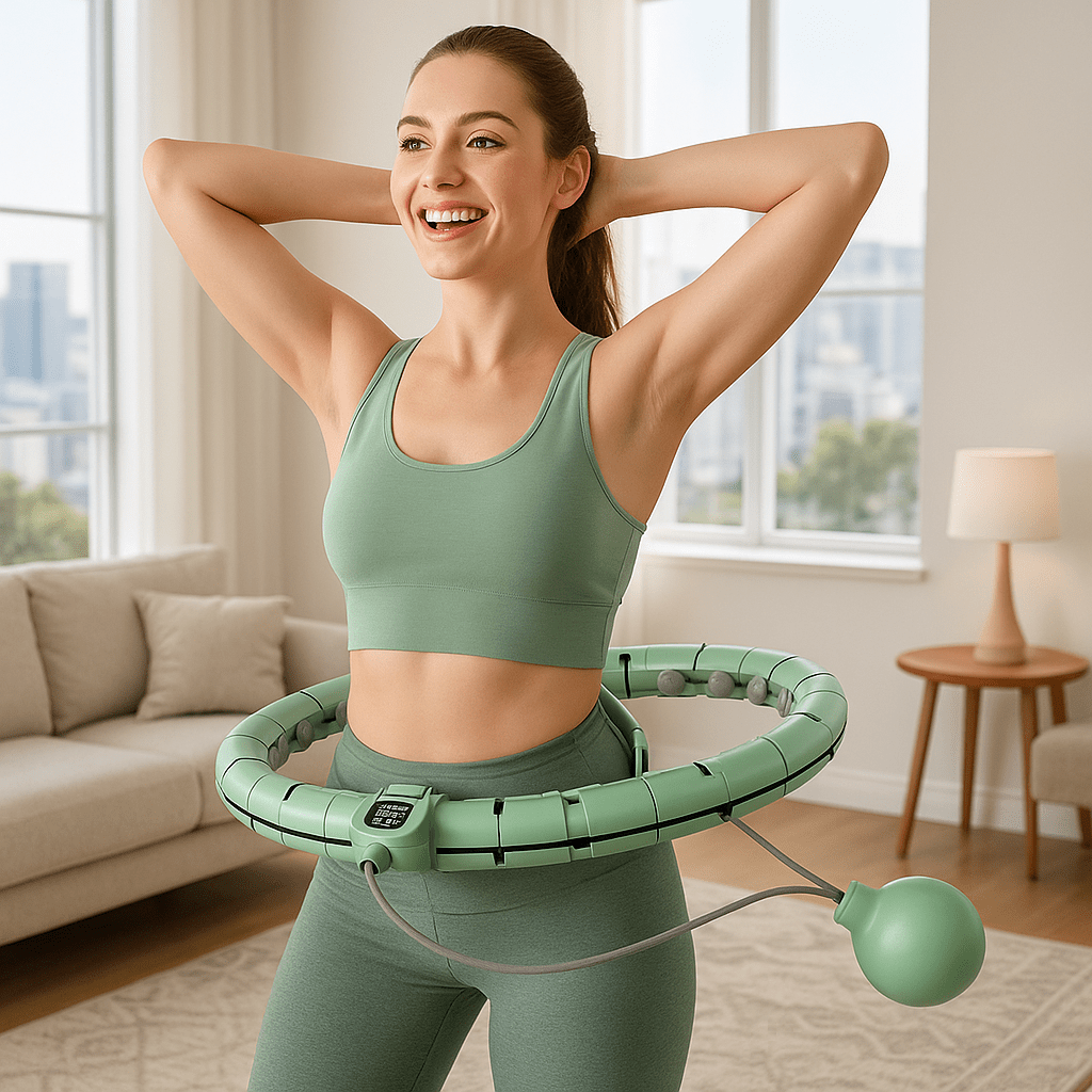 hula hoop fitness femme exercices dans salon