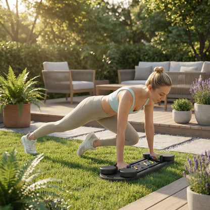 planche Fitness femme s entrainant dans son jardin abdos