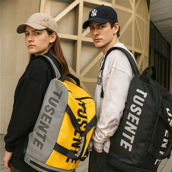 sac de sport couple allant au sport avec leurs sacs