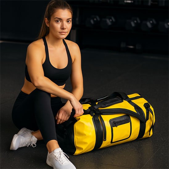 sac de sport femme a cote de son sac en salle de sport
