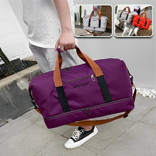 sac de sport violet homme partant entrainement