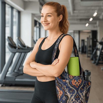 sac tapis yoga femme arrivant a salle sport