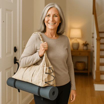 sac tapis yoga femme ravie de partir au pilates