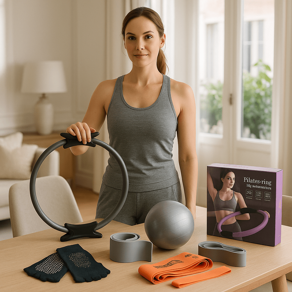 swiss ball kit fitness femme choisissant son exercice