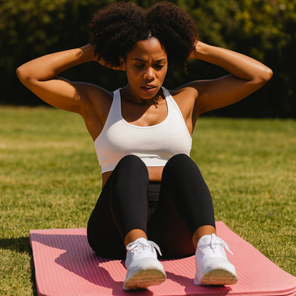 tapis de gym femme exercices abdos en exterieur