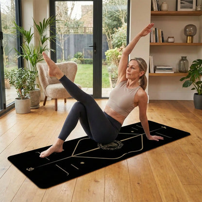 tapis de Pilates femme dans son salon entrainement