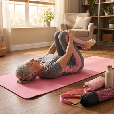 tapis de pilates femme exercices etirements