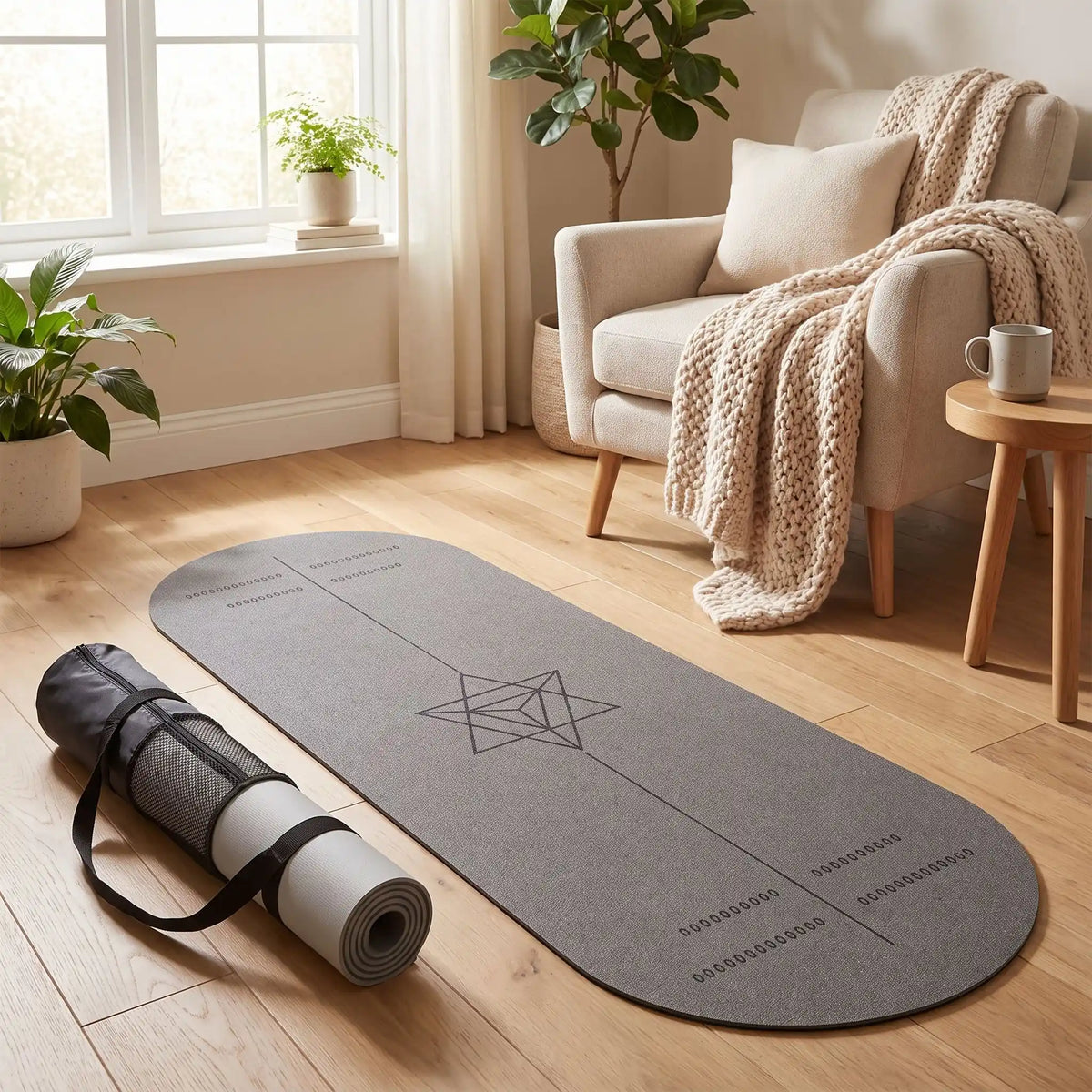 tapis de Yoga Ovalezen gris cendré