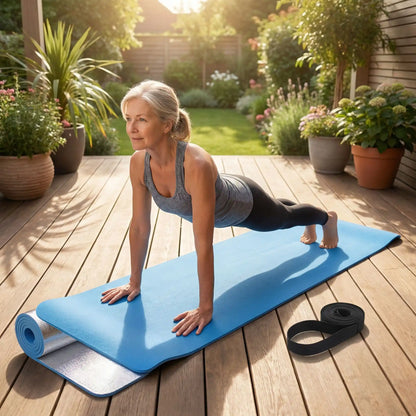 tapis pilates femme planche sur tapis