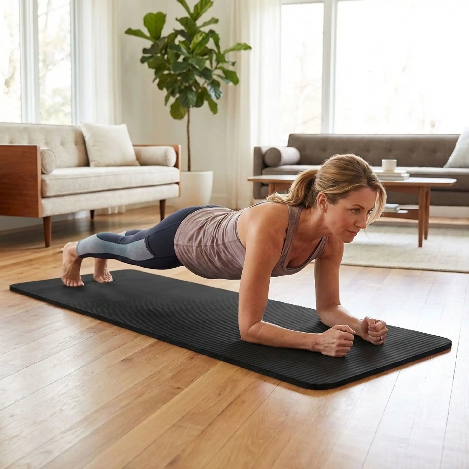 tapis pour pilates femme sans salon exercices gainage