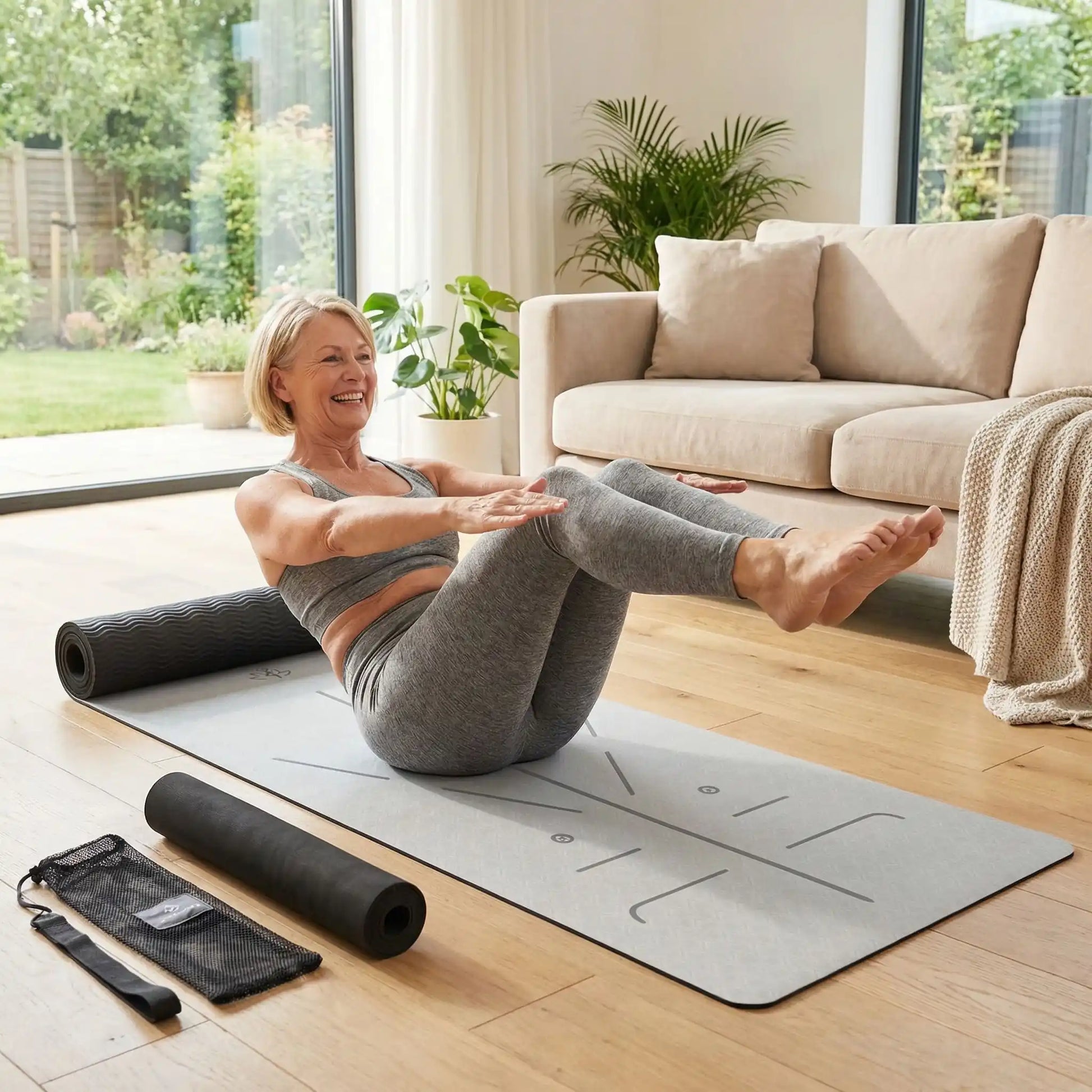 tapis pour pilates femme exercices salon