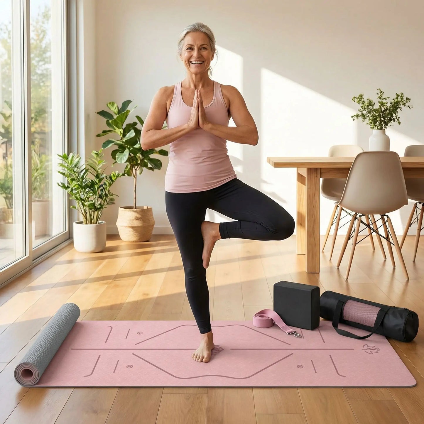 tapis pour pilates femme positoin yoga 