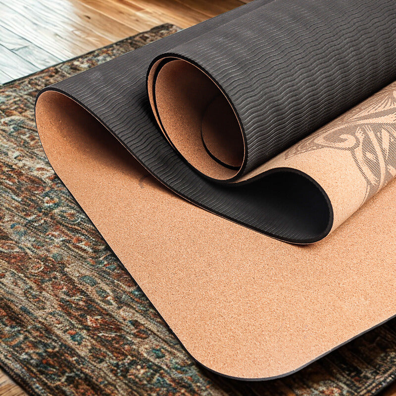 tapis pour pilates liège fond noir antidérapant