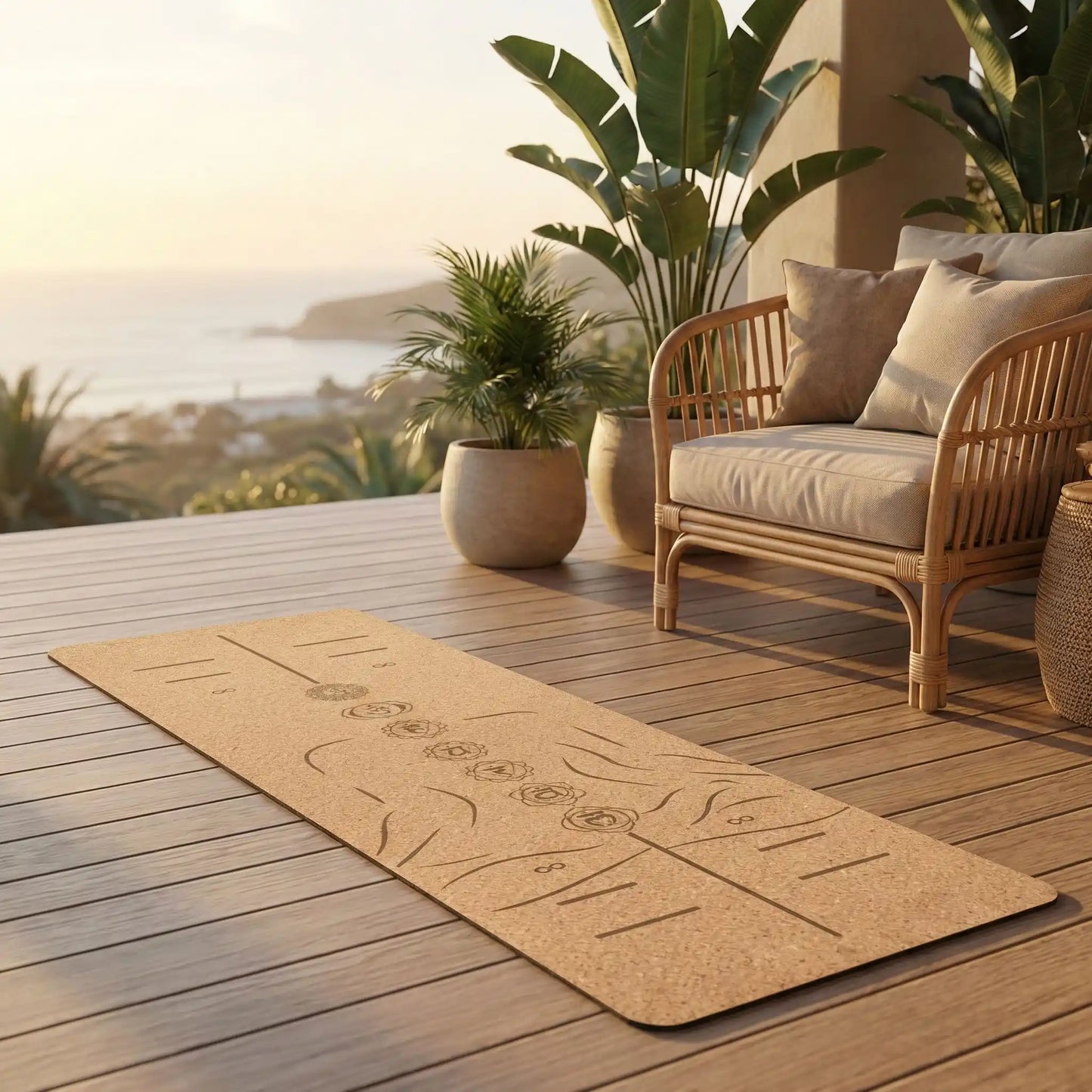 tapis pour pilates motif ligne chacras