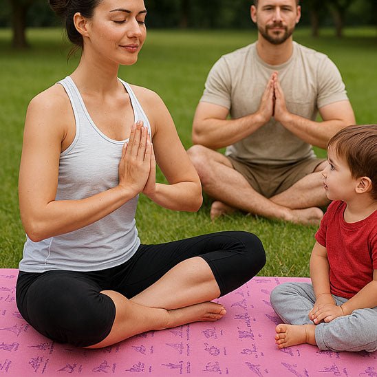 tapis yoga couple enfant meditation