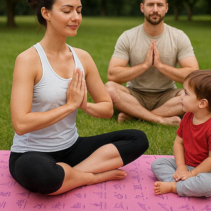 tapis yoga couple enfant meditation