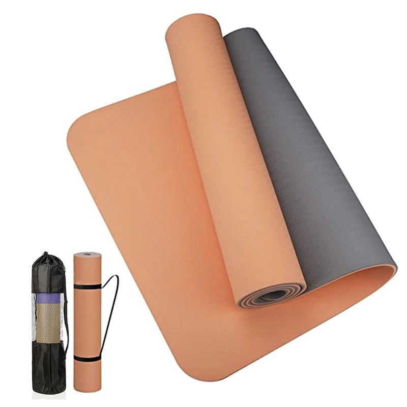 tapis yoga orange gris