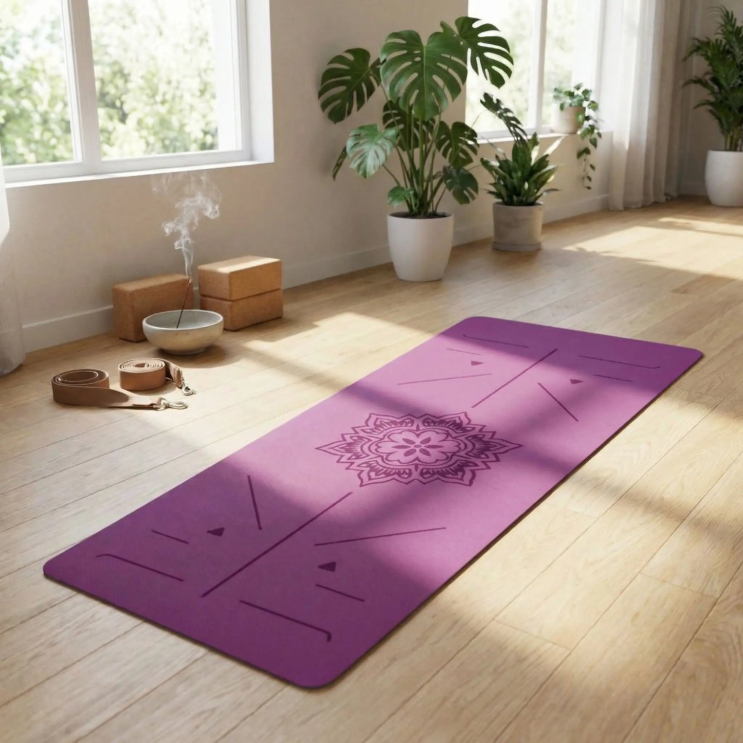 tapis Yoga violer dans salle yoga