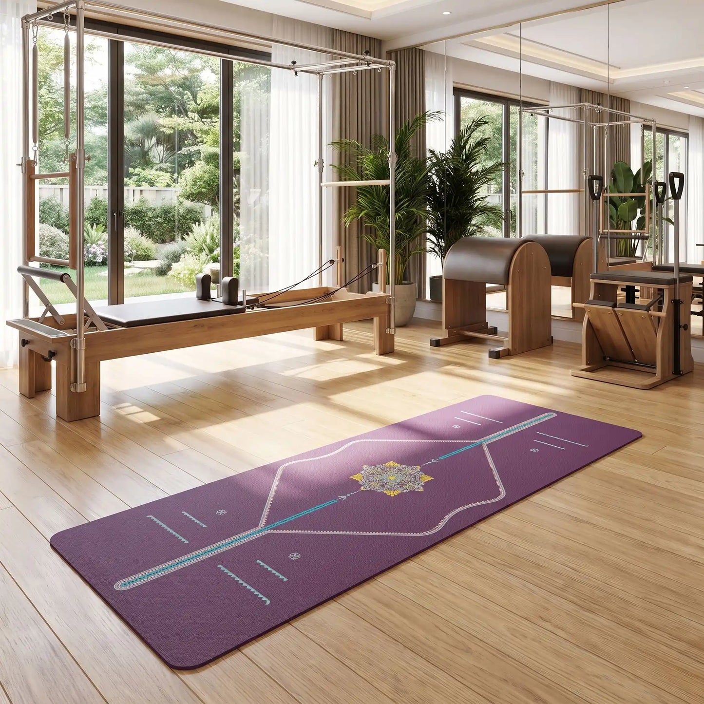tapis yoga violet en studio yoga